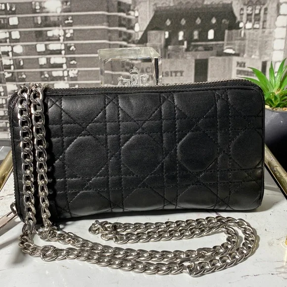 Authentic Christian Dior Cannage Leather Zippy Long Wallet - Picture 1 of 17